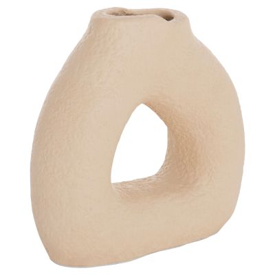 TABLE DECORATIVE VASE DECANT HM4667.02S TERRACOTA IN CREAM WHITE--17.5x6.5x17Hcm.