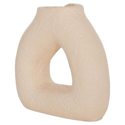 TABLE DECORATIVE VASE DECANT HM4667.02S TERRACOTA IN CREAM WHITE--17.5x6.5x17Hcm.