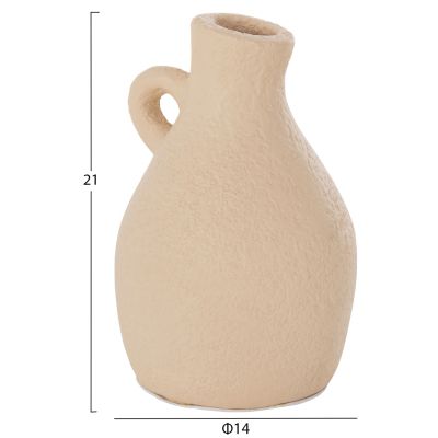 TABLE DECORATIVE VASE DECANT HM4667.02L TERRACOTA IN CREAM WHITE--Φ14x21Hcm.
