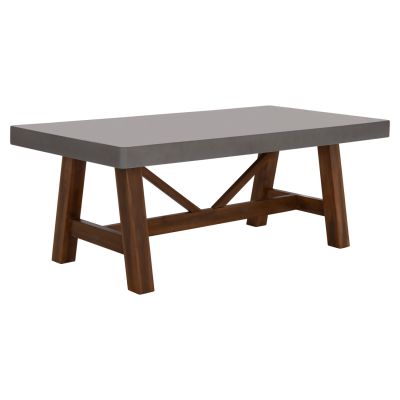 OUTDOOR COFFEE TABLE MAEVE HM6595.01 GREY FIBER CEMENT TOP--ACACIA WOOD LEGS 130x70x45Hcm