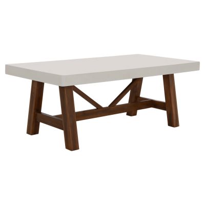 OUTDOOR COFFEE TABLE MAEVE HM6595.02 BEIGE FIBER CEMENT TOP--ACACIA WOOD LEGS 130x70x45Hcm