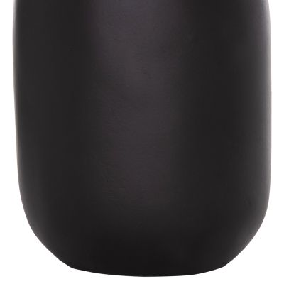 DECORATIVE VASE MIBO HM4688.01M TERRACOTTA IN BLACK--HANDLES NATURAL RATTAN Φ16.5x26Hcm.