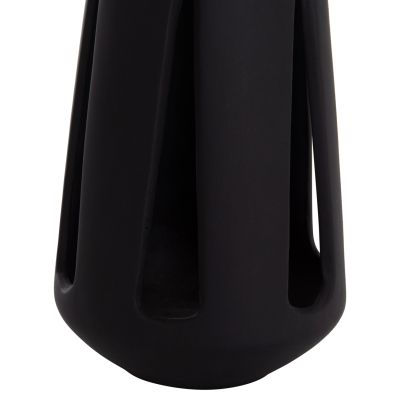 DECORATIVE TABLE LANTERN ERANTYL HM4696.01L BLACK FIBER CEMENT & RATTAN HANDLE Φ17x27Hcm