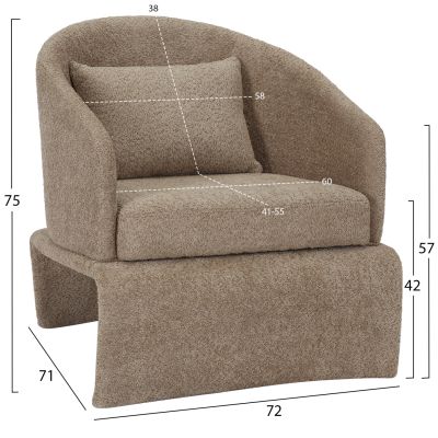 КРЕСЛО BEVY HM9677.03 БЕЖОВ ДАМАНА-МЕТАЛНА КОНСТРУКЦИЯ 72x71x75Hсм.