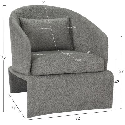 КРЕСЛО BEVY HM9677.01 СИВ ДАМАС-МЕТАЛНА КОНСТРУКЦИЯ 72x71x75Hcm.