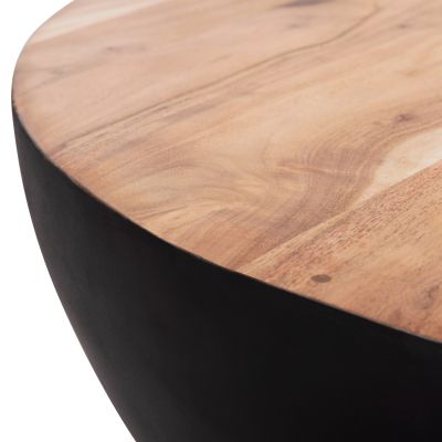 DECOR ROUND COFFEE TABLE BOWL HM8717.21 BLACK WITH ACACIA WOOD TOP Φ90X37.5Hcm.