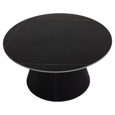 COFFEE TABLE DUNCAN HM18022.01 CERAMIC TOP-MDF BASE-BLACK Φ80x41Hcm.