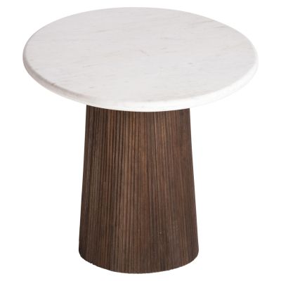 DINING TABLE OVAL PURGER HM9715 SOLID MANGO WOOD-WHITE MARBLE 180x89x76Hcm.