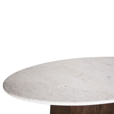 DINING TABLE OVAL PURGER HM9715 SOLID MANGO WOOD-WHITE MARBLE 180x89x76Hcm.