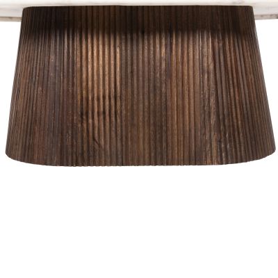 COFFEE TABLE OVAL PURGER HM9716 SOLID MANGO-WHITE MARBLE 120x70x38Hcm.