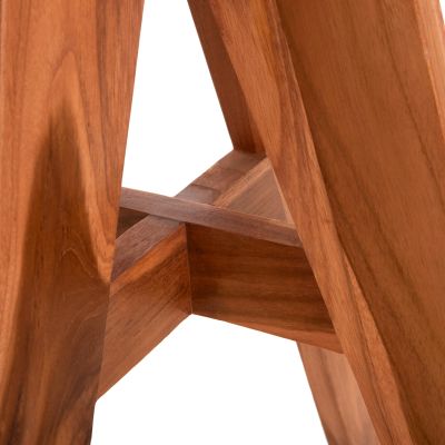 ВЪНШНА КРЪГЛА МАСА LEO HM9917 ТИКОВО ДЪРВО МАСИВ В НАТУРАЛ Φ70x75Hcm.