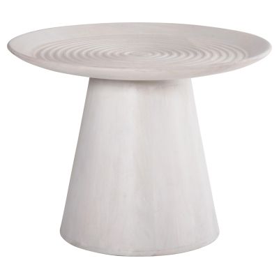COFFEE TABLE ROUND ROSS HM9709 SOLID MANGO WOOD IN WHITE Φ60x45Hcm.