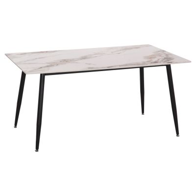 DINING TABLE RAVEN HM18150.04 CERAMIC TOP IN WHITE/BROWN MARBLE LOOK 160x80x74Hcm.