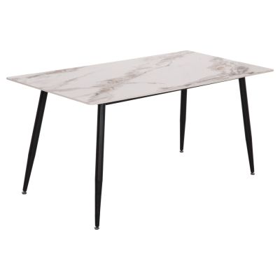 DINING TABLE RAVEN HM18150.04 CERAMIC TOP IN WHITE/BROWN MARBLE LOOK 160x80x74Hcm.