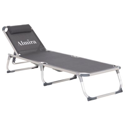 BEACH SUNBED HEAVY DUTY ALUMINUM ALMIRA HM5054.10 GREY TEXTILENE 187x59x78Hcm.