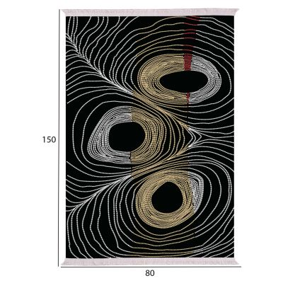 LIVING ROOM CARPET WITH FRINGES JOSIANE BLACK-GOLD-GREY 80X150cm. HM7676.27