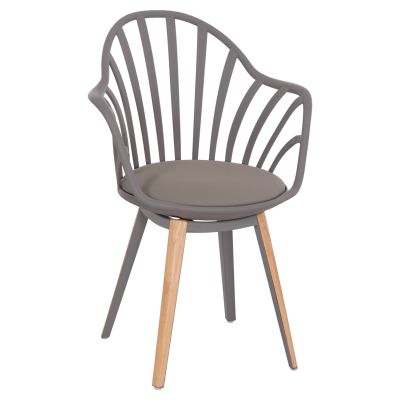Dining chair HM8049.10 Anais Grey with wooden legs 60x53x86Η cm
