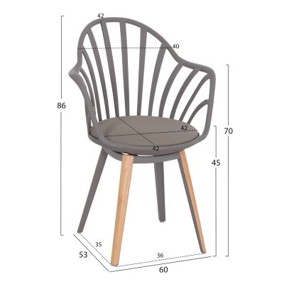 Dining chair HM8049.10 Anais Grey with wooden legs 60x53x86Η cm