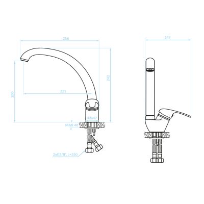 FAUCET FOR KITCHEN COUNTERTOP HM4868.02 MEDIUM HEIGHT-BEIGE--25.6x14.9x24.2Hcm.