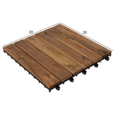 SET 10PCS SOLID ACACIA WOOD GROUND TILES HM6299-- 30x30x2.4Hcm.