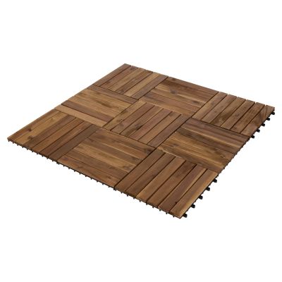 SET 10PCS SOLID ACACIA WOOD GROUND TILES HM6299-- 30x30x2.4Hcm.