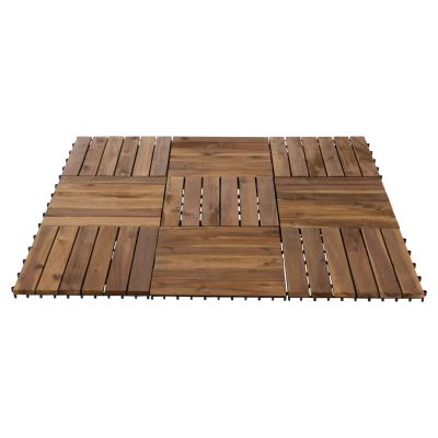 SET 10PCS SOLID ACACIA WOOD GROUND TILES HM6299-- 30x30x2.4Hcm.
