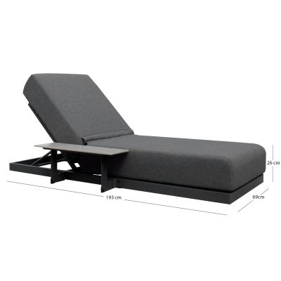 ПРОФЕСИОНАЛЕН ШЕЗЛОНГ С МРАМОРНА МАСА SUBLIME - СИВ АЛУМИНИЙ И СИНТЕРОВАН КАМЪК 193x69x26В