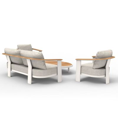 ΣΕΤ ΣΑΛΟΝΙ ΕΞ.ΧΩΡΟΥ 4ΤΜΧ ROMAN SM6425.02 ΚΡΕΜ ΑΛΟΥΜΙΝΙΟ--ΜΠΕΖ OLEFIN ΥΦΑΣΜΑ--TEAK ΞΥΛΟ