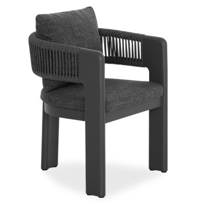 DINING CHAIR BARON SM6482.01 ALUMINUM - ROPE - OLEFIN FABRIC IN DARK GREY 59x59x73.5H