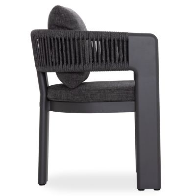 DINING CHAIR BARON SM6482.01 ALUMINUM - ROPE - OLEFIN FABRIC IN DARK GREY 59x59x73.5H