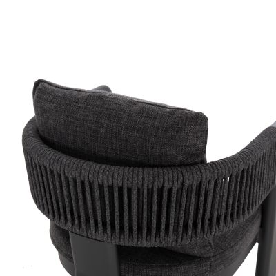 DINING CHAIR BARON SM6482.01 ALUMINUM - ROPE - OLEFIN FABRIC IN DARK GREY 59x59x73.5H