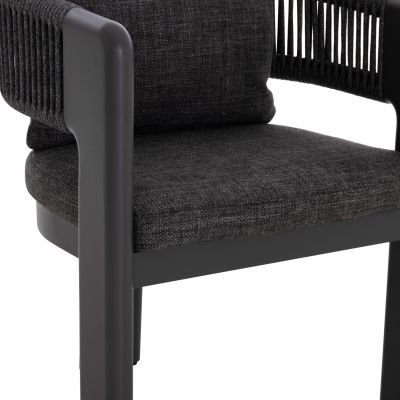 DINING CHAIR BARON SM6482.01 ALUMINUM - ROPE - OLEFIN FABRIC IN DARK GREY 59x59x73.5H