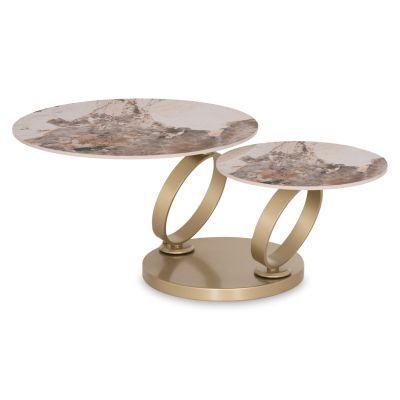 COFFEE TABLE ROUND ROTATING AILLERON SM18096.02 CERAMIC TOP-METAL BASE Φ77(50)x44Hcm.
