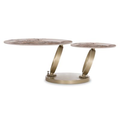 COFFEE TABLE ROUND ROTATING AILLERON SM18096.02 CERAMIC TOP-METAL BASE Φ77(50)x44Hcm.