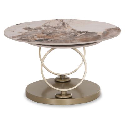COFFEE TABLE ROUND ROTATING AILLERON SM18096.02 CERAMIC TOP-METAL BASE Φ77(50)x44Hcm.