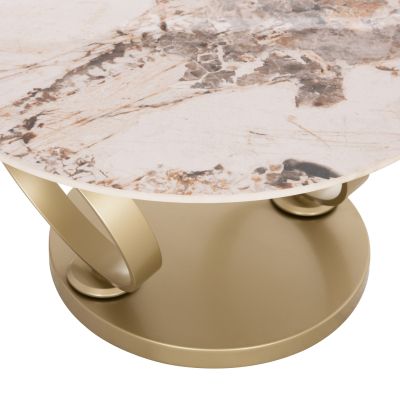 COFFEE TABLE ROUND ROTATING AILLERON SM18096.02 CERAMIC TOP-METAL BASE Φ77(50)x44Hcm.