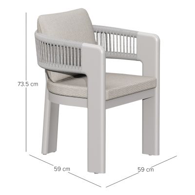 DINING CHAIR BARON SM6482.04 ALUMINUM - ROPE - OLEFIN FABRIC IN BEIGE 59x59x73.5H