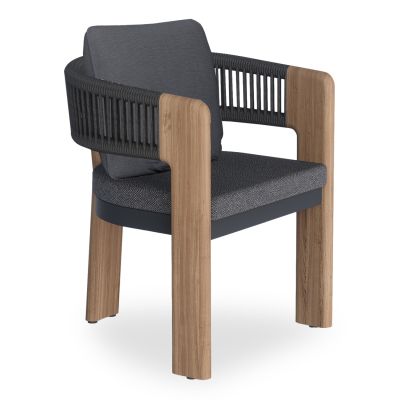 DINING CHAIR BARON SM6482.10 HEAT TRANSFER ALUMINUM -- ROPE & OLEFIN FABRIC IN GREY 59x59x73.5H