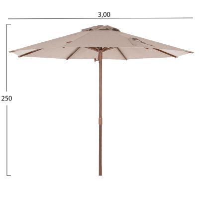 PROFESSIONAL UMBRELLA Φ3,00m GLADELL HM6603.02 BEIGE SHADE-HEAT TRANSFER ALUMINUM (WITHOUT BASE)