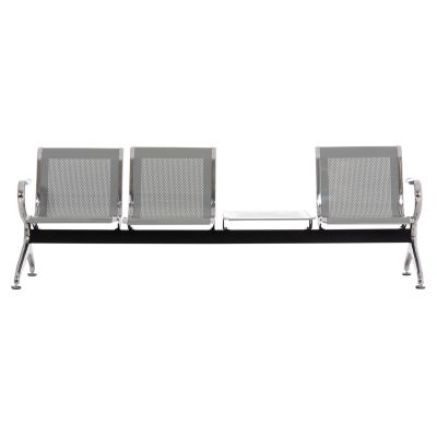 BENCH 3-SEATER+TABLE AIRPORT-TYPE AVIATOR HM18403 METALLIC MESH IN SILVER/GREY COLOR 223x55x76Hcm.