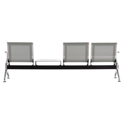 BENCH 3-SEATER+TABLE AIRPORT-TYPE AVIATOR HM18403 METALLIC MESH IN SILVER/GREY COLOR 223x55x76Hcm.