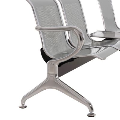 BENCH 3-SEATER+TABLE AIRPORT-TYPE AVIATOR HM18403 METALLIC MESH IN SILVER/GREY COLOR 223x55x76Hcm.