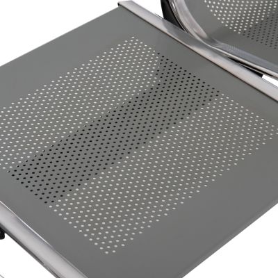 BENCH 3-SEATER+TABLE AIRPORT-TYPE AVIATOR HM18403 METALLIC MESH IN SILVER/GREY COLOR 223x55x76Hcm.