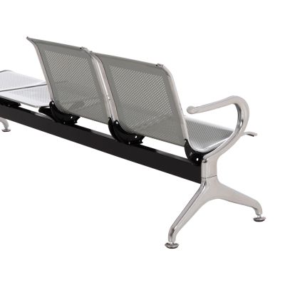 BENCH 3-SEATER+TABLE AIRPORT-TYPE AVIATOR HM18403 METALLIC MESH IN SILVER/GREY COLOR 223x55x76Hcm.