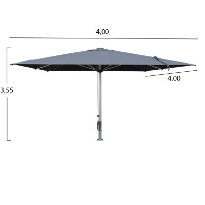 PROFESSIONAL UMBRELLA 4x4x3.55Hm GLADELL HM6605.01 ANODIZED ALUMINUM--ACRYLIC SHADE IN GREY