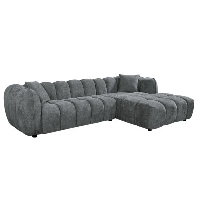 ЪГЛОВ ДИВАН (ДЕСЕН) LYKKE -СИВ ПЛАТ-280x89-165x70Всм.