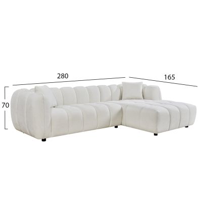 ЪГЛОВ ДИВАН (ДЕСЕН) LYKKE -ЕКРУ ПЛАТ-280x89-165x70Всм.