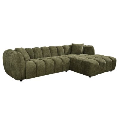 ЪГЛОВ ДИВАН (ДЕСЕН) LYKKE -ЗЕЛЕН ПЛАТ 280x89-165x70Всм.