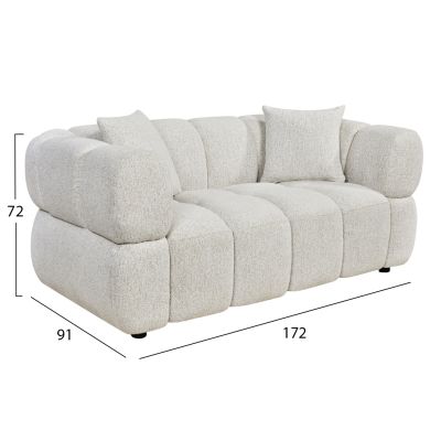 ДВУМЕСЕН ДИВАН НОРИКА -ЕКРУ ПЛАТ-172x91x72Всм.