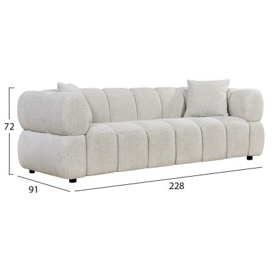3-МЕСТЕН ​​ДИВАН НОРИКА - ПЛАТ ЕКРЮ- 228x91x72Hcm.